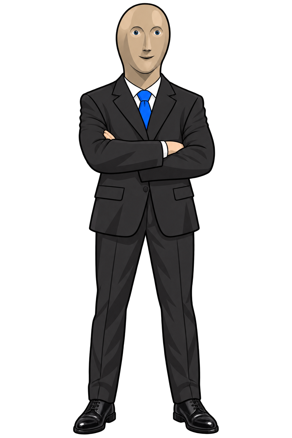 Stonk Season mascot — Stonks businessman with folded arms